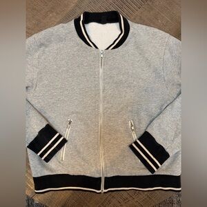 J. Crew Gray and Navy Varsity inspired  Bomber Jacket